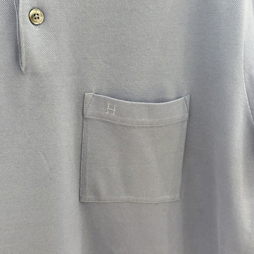 Hermes H Embroidered Buttoned Polo Shirt L Like New Turquoise