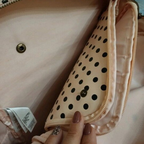 Accessories backpack large size like new with pink and black polka dot design