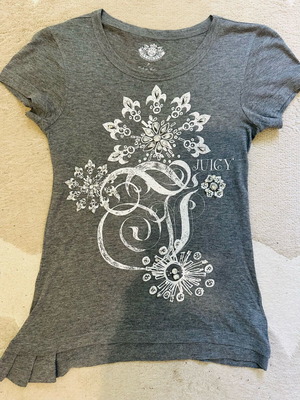 Juicy Couture T-shirt like new, gray melange, Y2K rhinestone