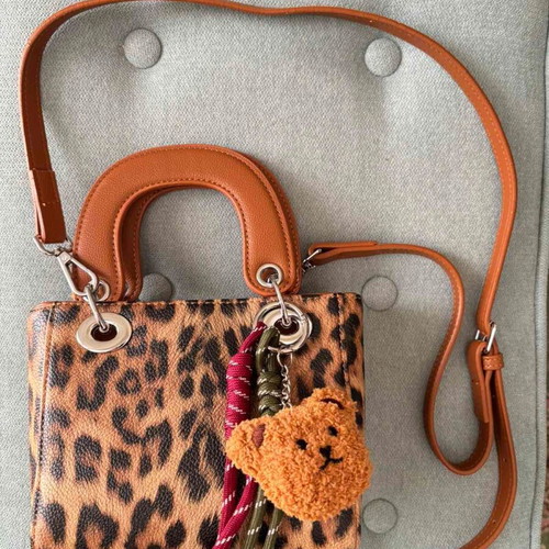 Leopard Print Handbag new with detachable strap and bear charm