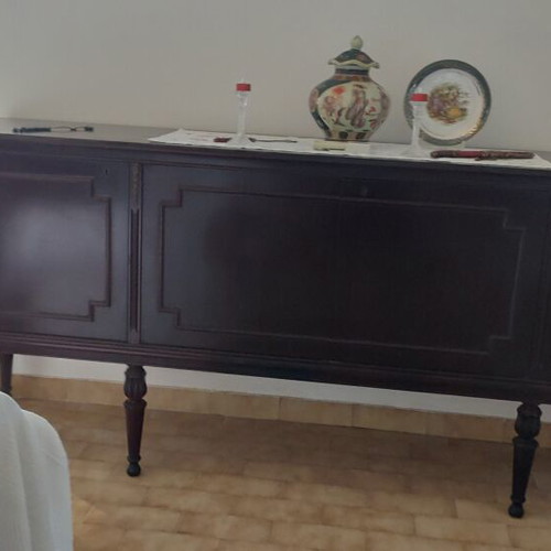 Antique living room sideboard with open doors