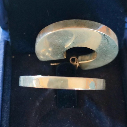 Silver 925 flat hoop earrings 3 cm diameter like new