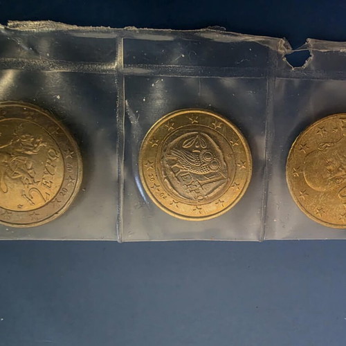 Euro coins set 8 pieces new with 2 euro mint mark error from Greece