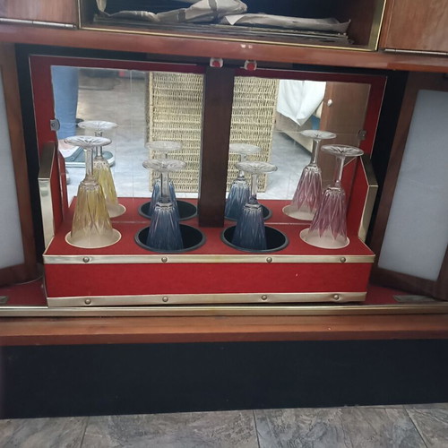 Antique furniture with turntable radio bar used