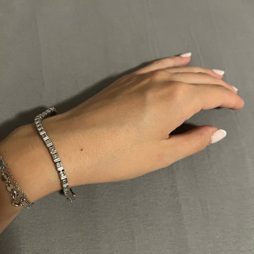 Silver 925 Riviera bracelet with stones used, needs minor repair