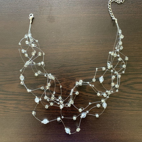 Elegant multilayer necklace with floating crystals like new