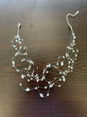 Elegant multilayer necklace with floating crystals like new