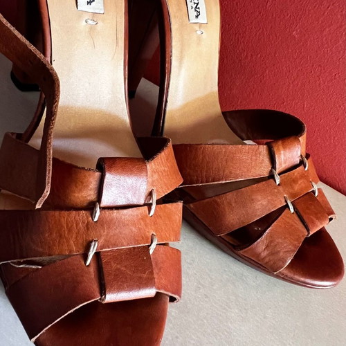 La Martina sandals used, brown, size 38, 11cm heel