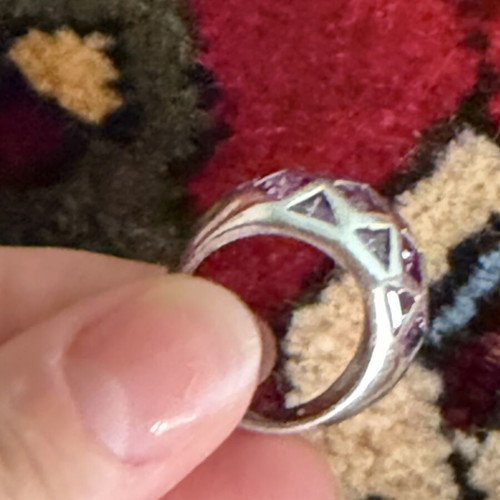 Vintage Handmade Ring with Amethyst Size 56-59, Silver 925