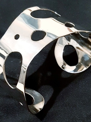 Cleopatra silver plated bracelet, handmade, wide cuff