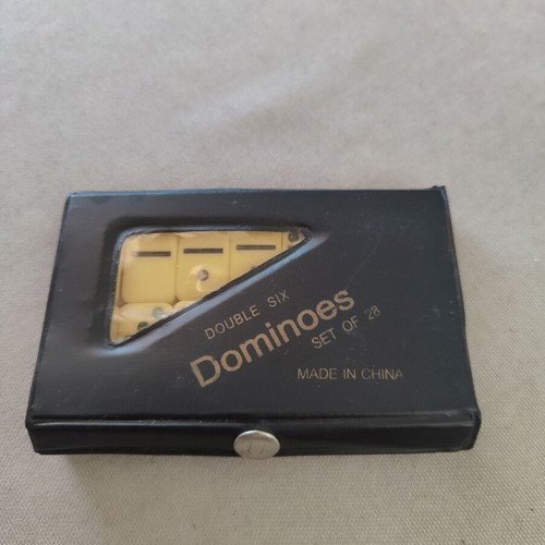 Old travel domino set 28 pieces in original case
