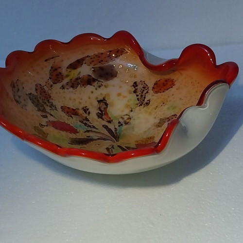 Murano Tutti Frutti Art Glass Bowl Vintage 1950-60s