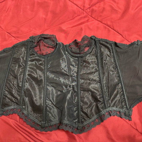 Corset lace used, medium-large, black, length 37cm, underarm 35cm
