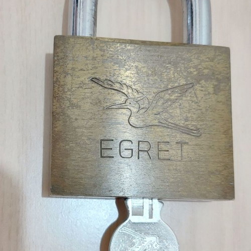 Egret padlock used, solid brass 6 cm