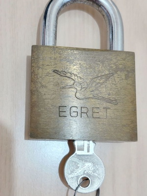 Egret padlock used, solid brass 6 cm