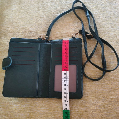 Wallet with phone case and adjustable strap new, green cypress