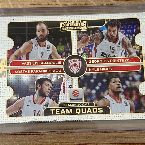Panini Euroleague 2025-26 Team Quads card Olympiacos Spanoulis Printezis Papanikolaou Hines