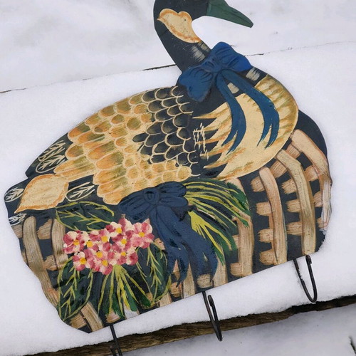 Vintage enameled towel or key hanger used