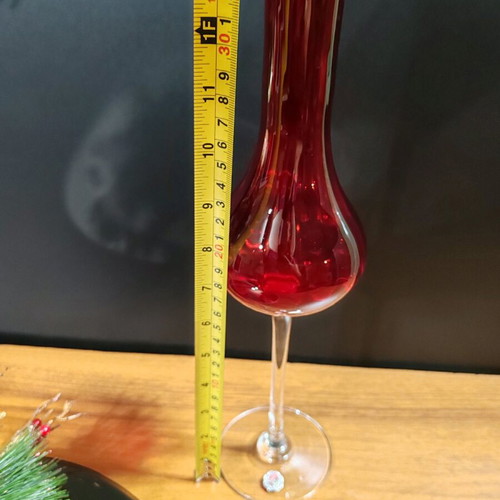 Ваза Empoli Cranberry Pink от италианско арт стъкло, нова