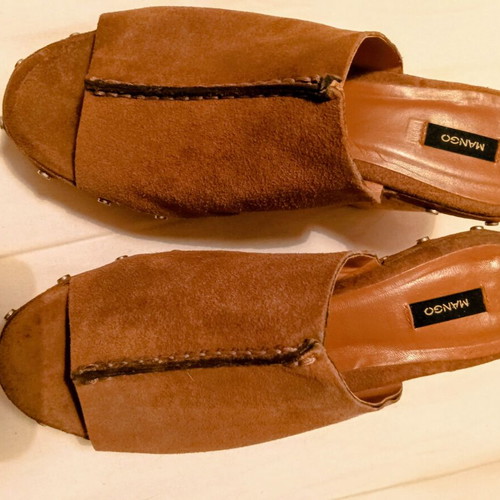 Mango chocolate suede mules size 37 new