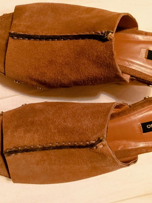 Mango chocolate suede mules size 37 new
