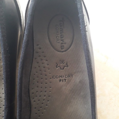 Tamaris Comfort Leather Women's Ballerina Shoes Size 36 Like New Black