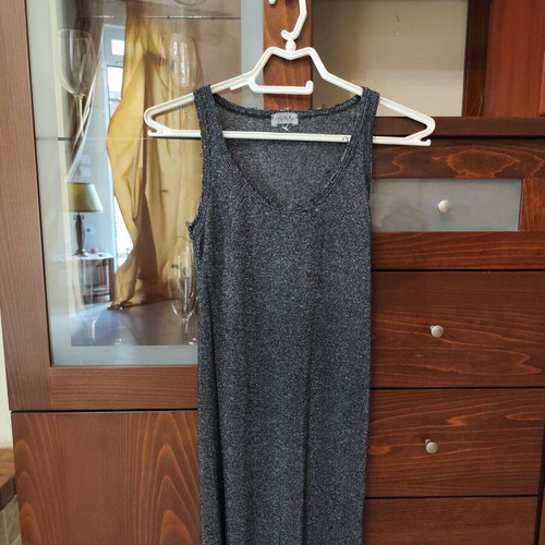 Long black blouse with silver thread like new, size S