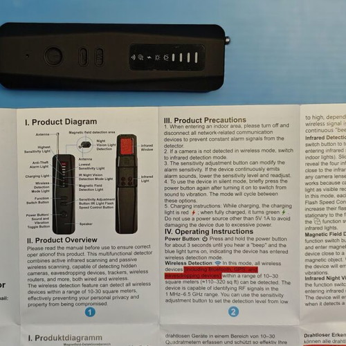 Detector for Bugging Devices new, GPS Trackers and Hidden Cameras