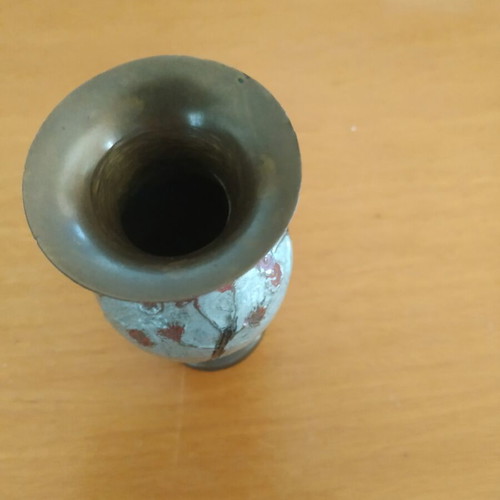 Vintage brass vase with painting