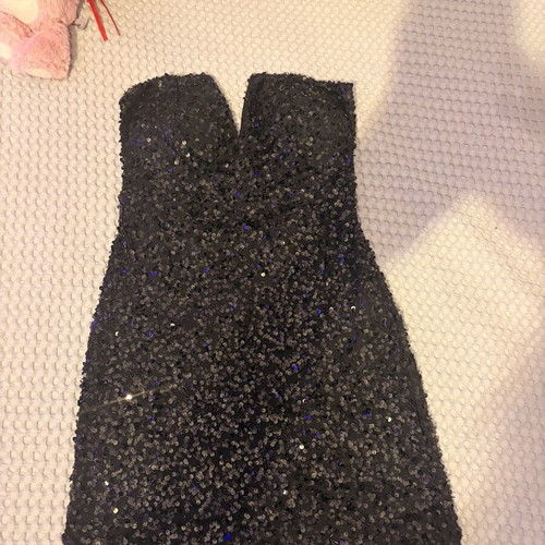 Black Strapless Mini Dress with Sequins Size S New