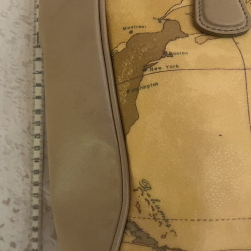 Alviero Martini 1a Classe Large Geo Map Shoulder Tote Bag like new, beige and brown