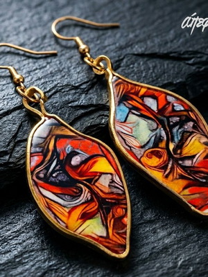 Valuv IV handmade earrings with organic leaf design, made to order