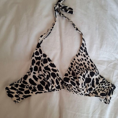 H&M animal print bikini top used, triangle halter neck