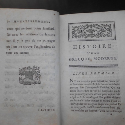 Histoire d'une Grecque book used, 18th century novel with engravings