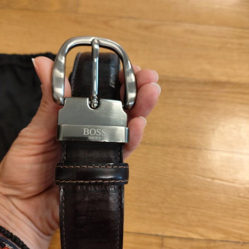 Boss Shoes leather men's belt, brown Burgundy, size 110