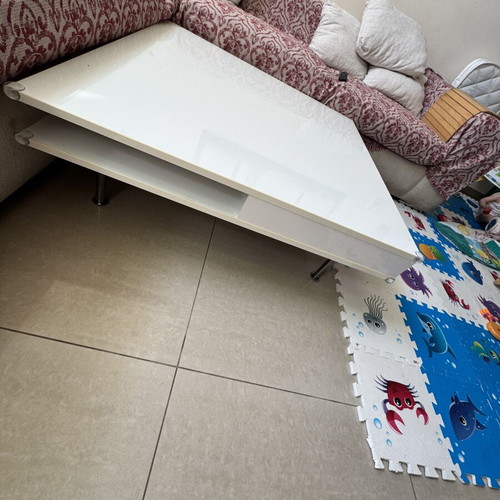 IKEA coffee table lacquered square with drawers and metal legs