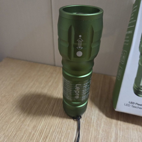 Lepro LED flashlight new with green coating and zoom function