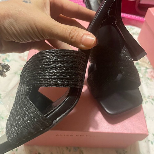 Mules new black knitted style, size 39