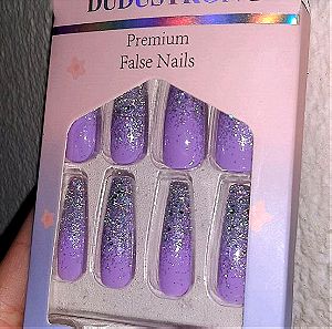 Purple glittery press on nails
