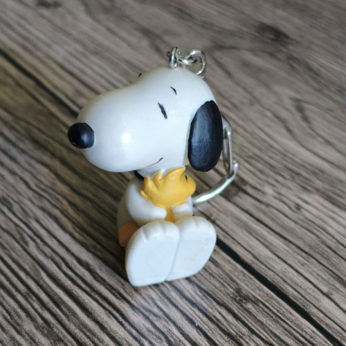 Snoopy & Woodstock Mini Figure Keychain used, vintage Plastoy