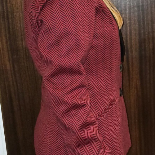 Luccil.B women's jacket used, herringbone pattern red and black, size L