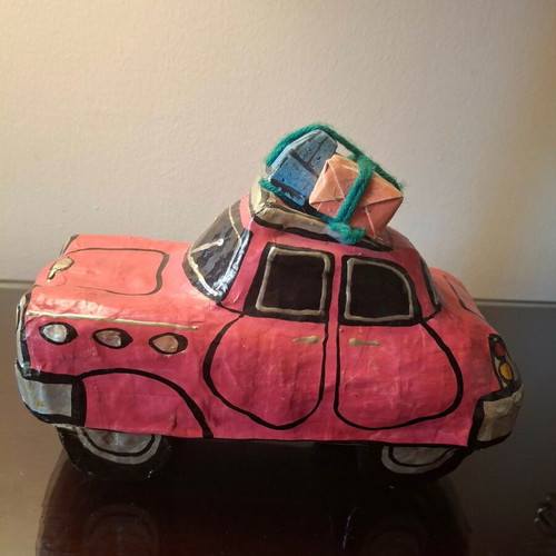 Handmade papier-mâché car from Cuba