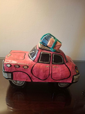 Handmade papier-mâché car from Cuba