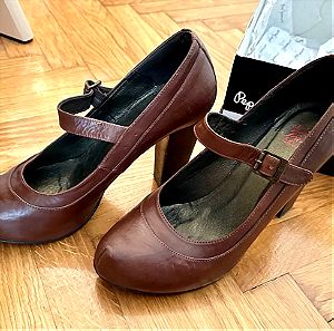 Pepe Jeans Brown leather Mary Jane pump Shoes No 40