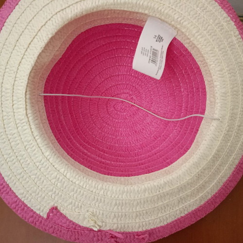 Children's summer straw hat with polka dot bow size 54 like new