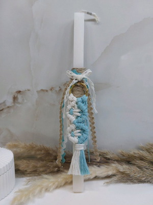Scented candle with handmade macrame keychain and vanilla scent new