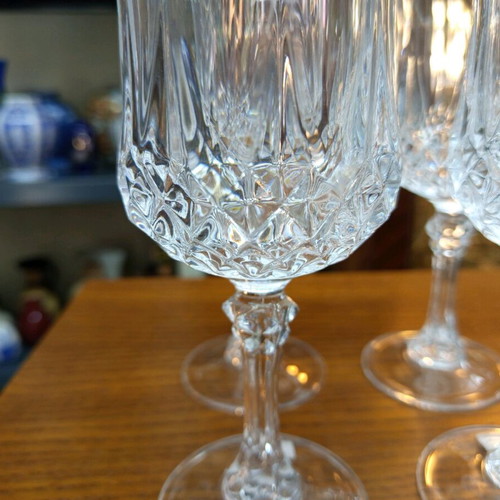 Glass wine glasses stemmed rhombus set of 6 new