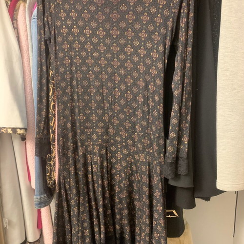 Asymmetric dress used, black with gold and lace, size XL