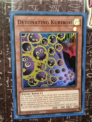 Detonating Kuriboh card like new with Ultra Pro sleeve
