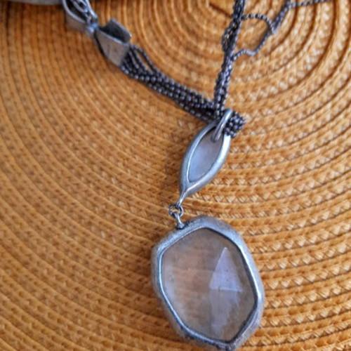 Evita Peroni necklace used, silver color, 38cm length